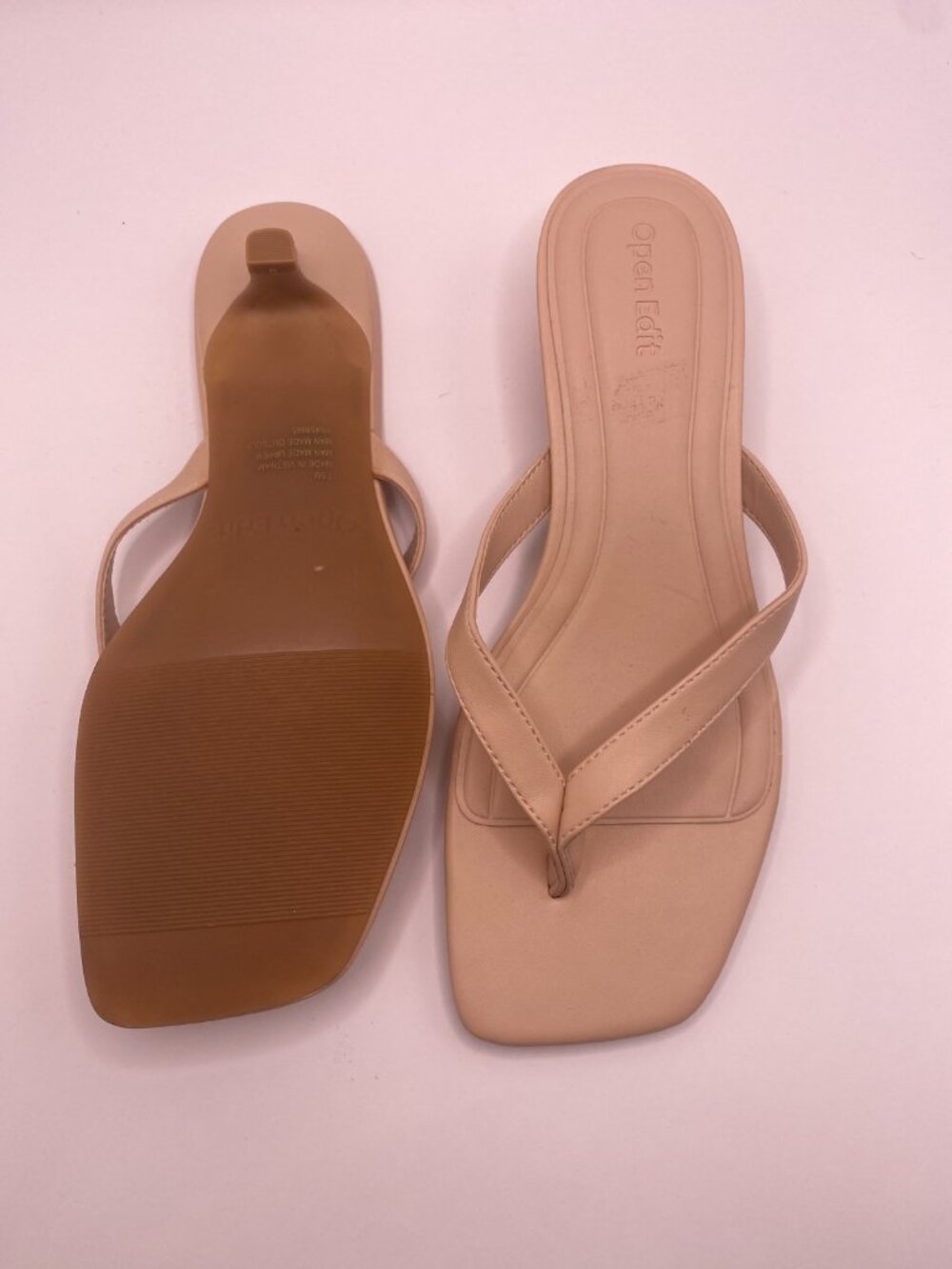 OPEN EDIT Womens Tori Kitten Heel Sandal In Tan Cream Sz 7.5 - Picture 9 of 9